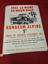 Original 1961 Le Mans 24 hour race Sunbeam Alpine poster