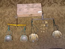 2 pairs of apothecary scales