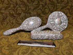 20th century silver brush and comb set