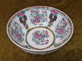 Huge modern famille rose style bowl and smaller Chinese style bowl