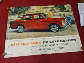 Original 1960's Hillman Minx De-Luxe Saloon promotional poster