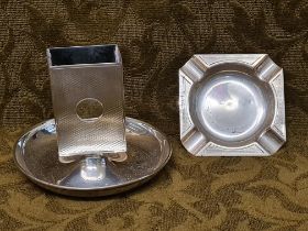 Silver ashtray and matchbox holder