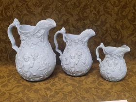 Set of 3 Victorian graduated Harvest jugs
