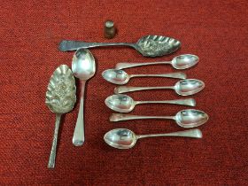 Set of 6 Joseph Rodgers monogrammed silver teaspoons