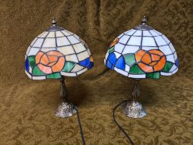 Pair of modern Tiffany Art Nouveau style table lamps