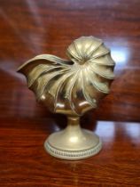 Large brass nautilus shell vase