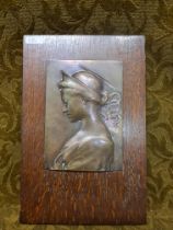 Art Nouveau bronze plaque of a lady