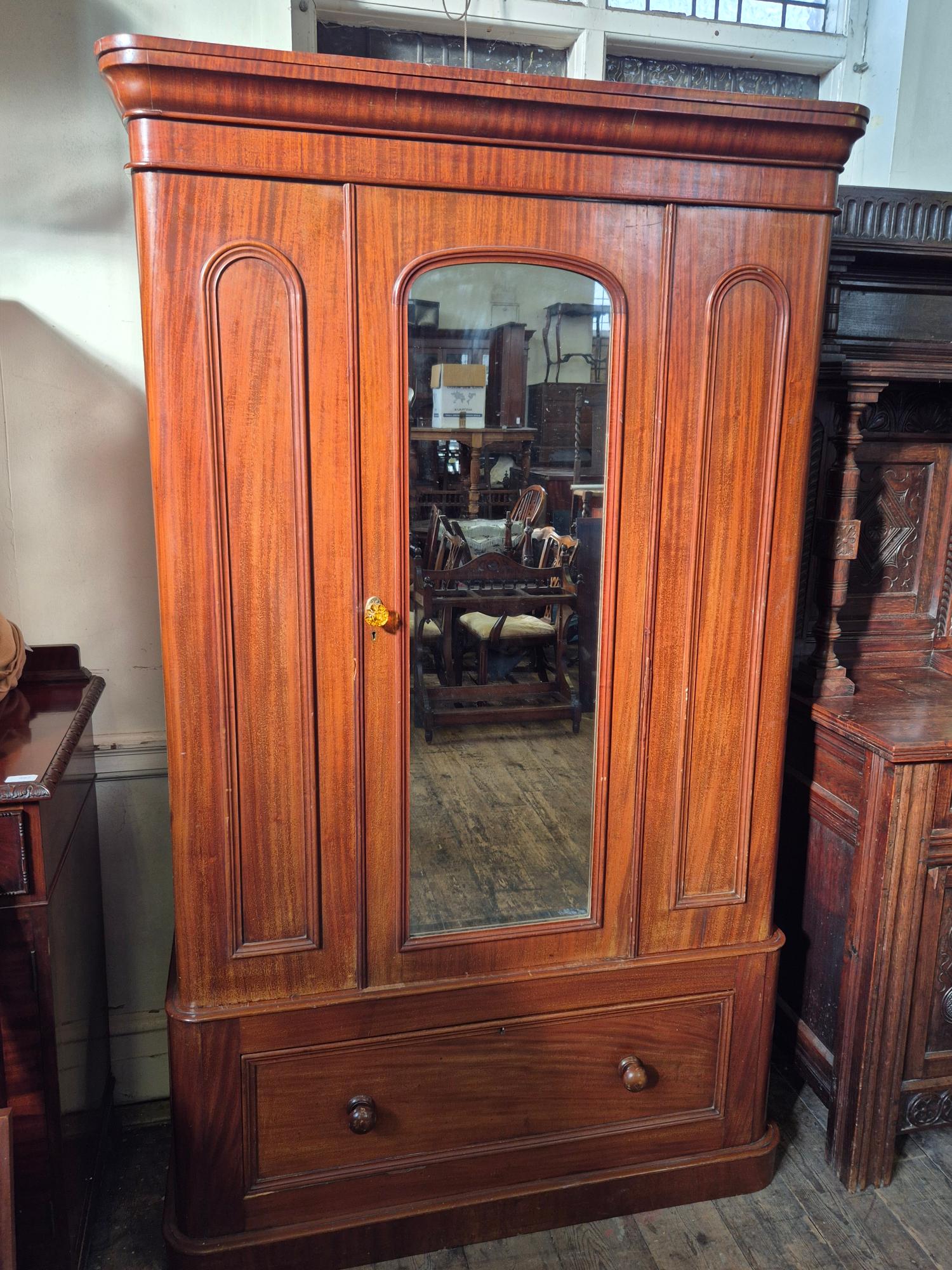 Victorian mahogany round corner single door wardrobe