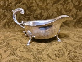 Silver sauceboat by Alexander Clarke & Co Ltd