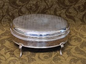 Oval silver jewellery box