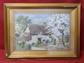 John McDougal RCA watercolour cottage scene