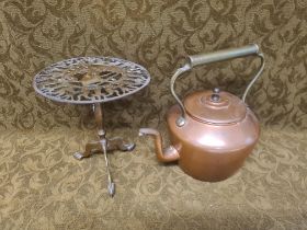 Brass kettle and trivet