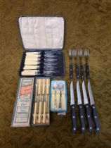 Vintage Gregory Bros. dinner knives and other cutlery