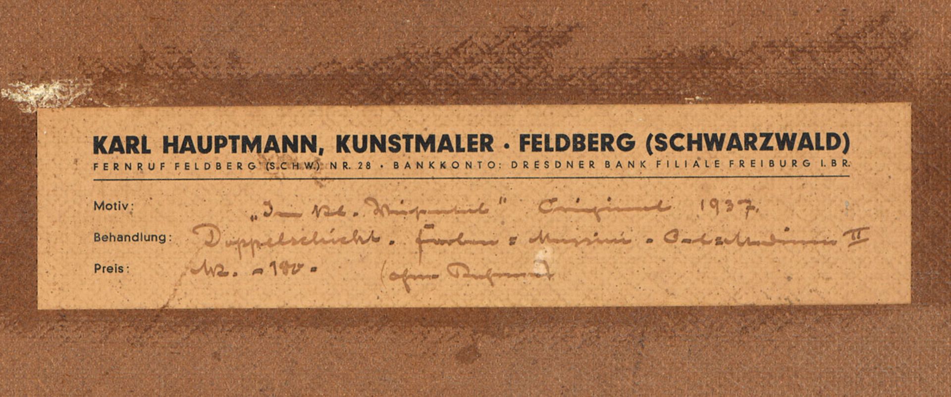 Hauptmann, Karl 1880 Freiburg - 1947 Todtnau - Image 4 of 4