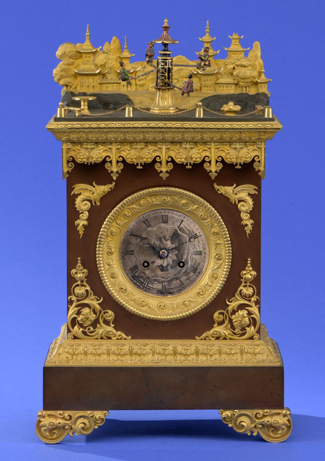 Tischuhr mit Automat von Rouilly & Hooker à Paris   Erste Hälfte 19. Jhdt.