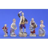 Sammlung von fünf Meissen-Figuren 19. Jhdt.