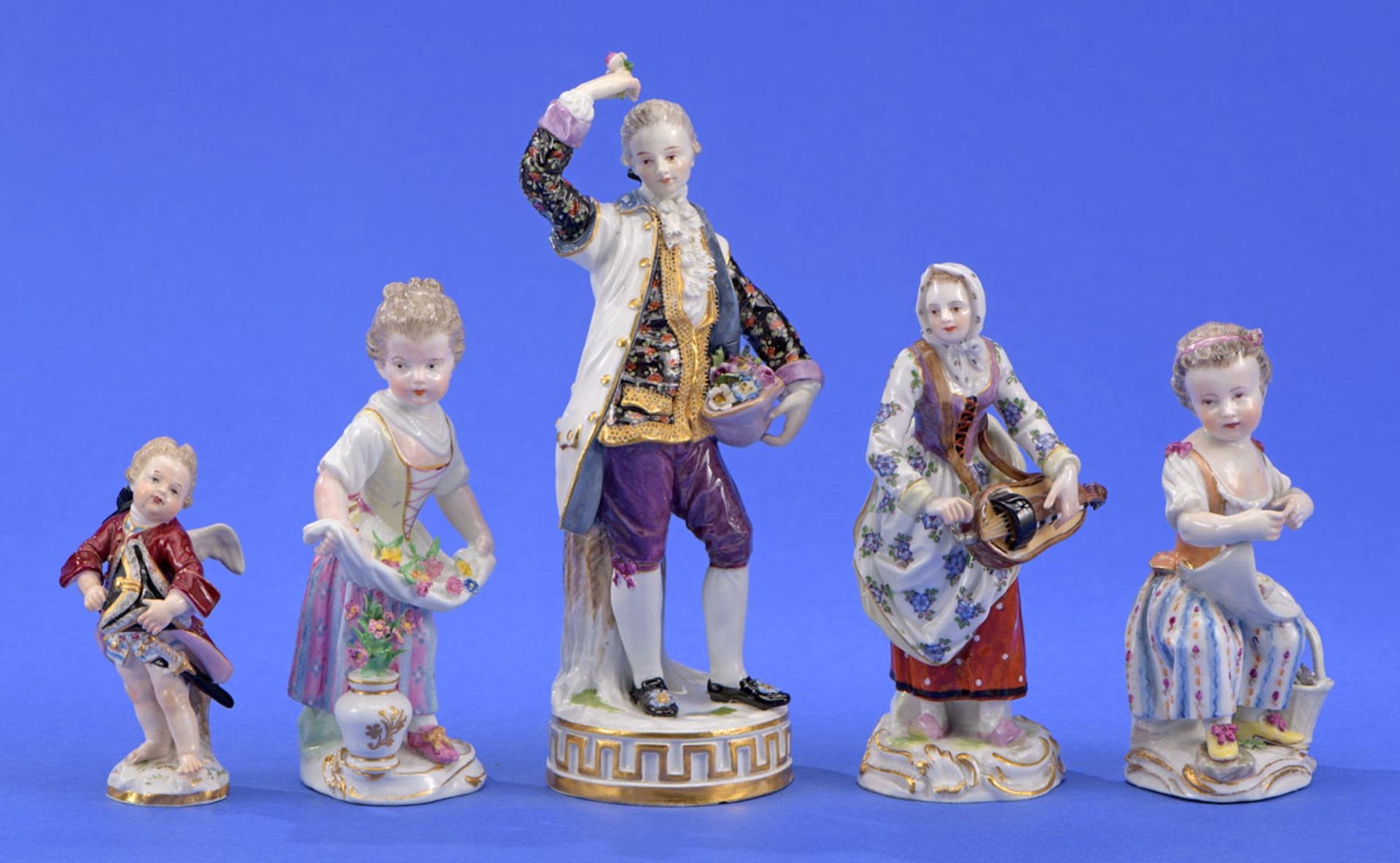 Sammlung von fünf Meissen-Figuren 19. Jhdt.