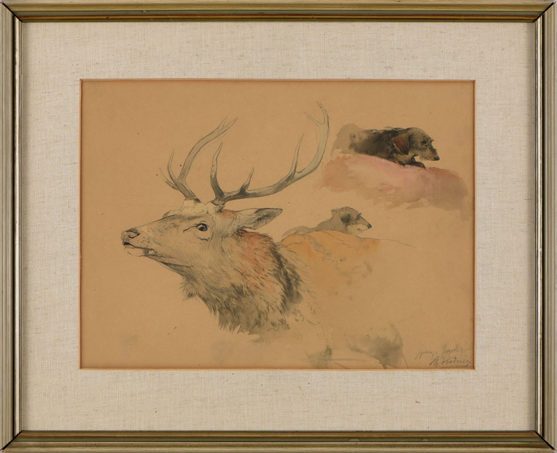 Sammlung von fünf Aquarellen und Gouache - Bild 3 aus 5