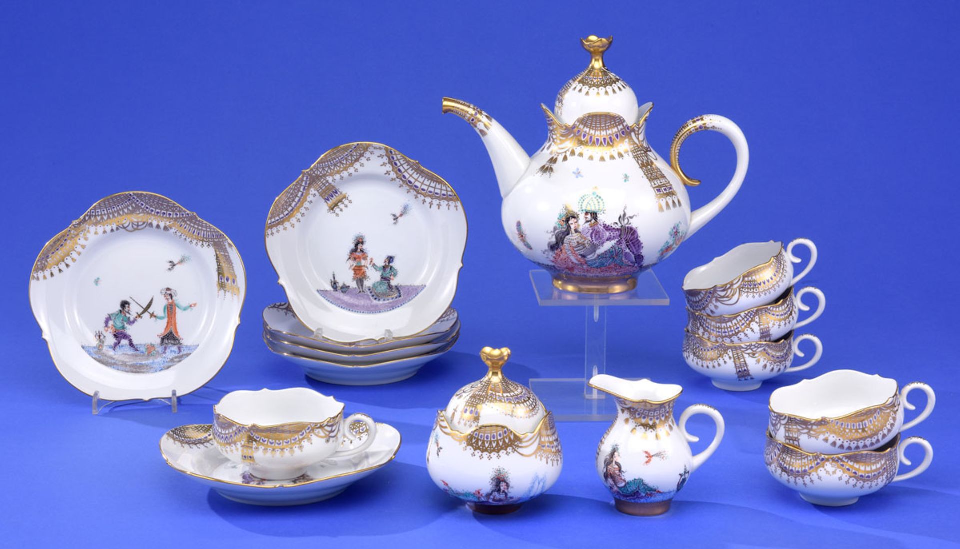 Meissen-Teeservice für sechs Personen ,,1001 Nacht´´   15 Teile
