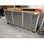 SEVILLE 12-DRAWER ROLLING MAPLE TOP CABINET - NO CONTENTS