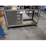 LOT 2' X 5' METAL TABLE W/4-DRAWER TOOL CABINET - NO CONTENTS