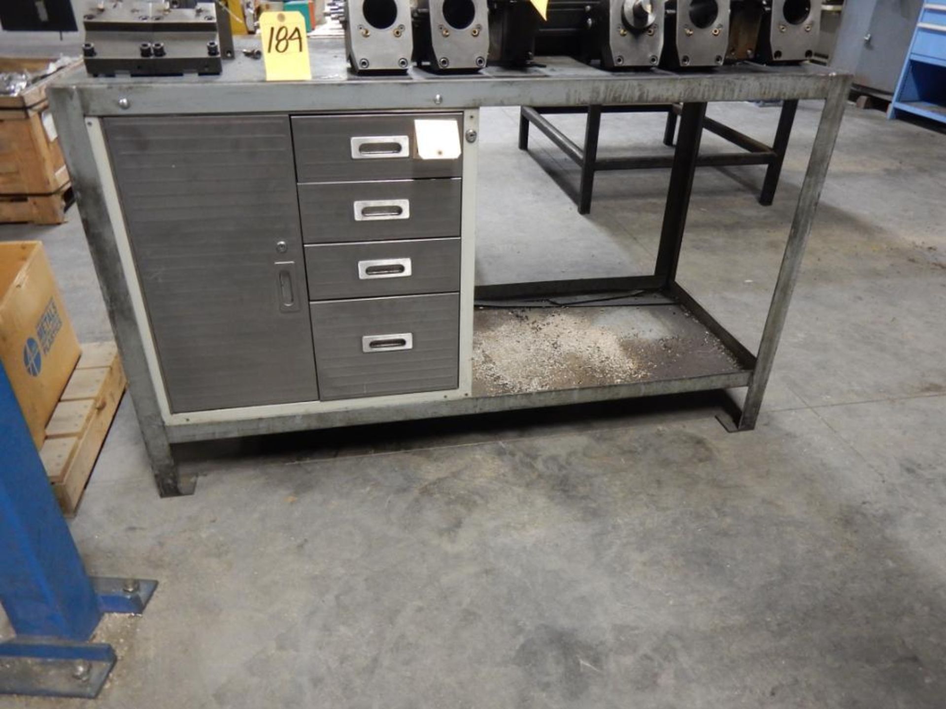 LOT 2' X 5' METAL TABLE W/4-DRAWER TOOL CABINET - NO CONTENTS