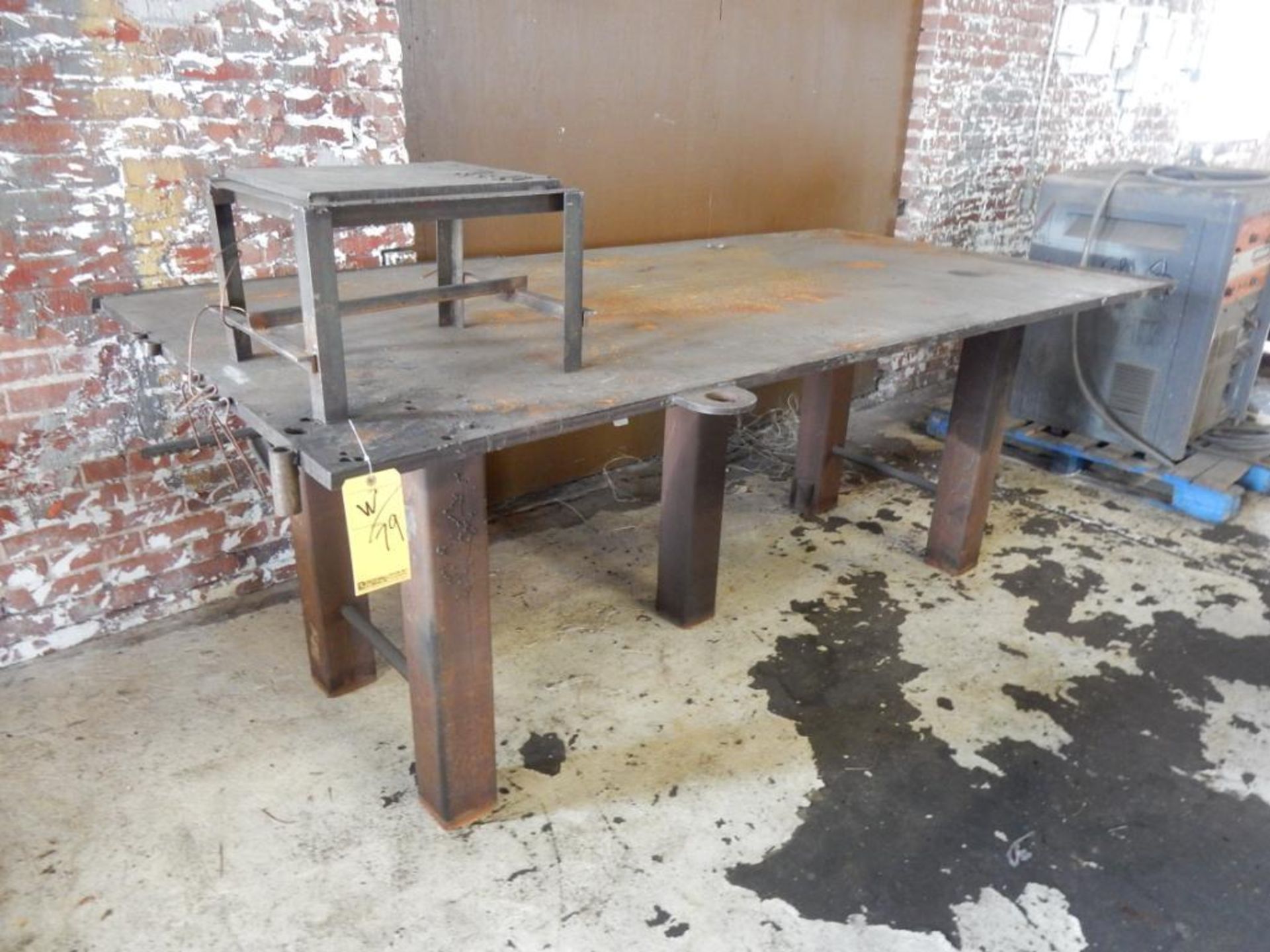 LOT (2) STEEL WELD TABLES, 60" X 121" X 1" T & 48" X 97" X 1" - Image 2 of 2