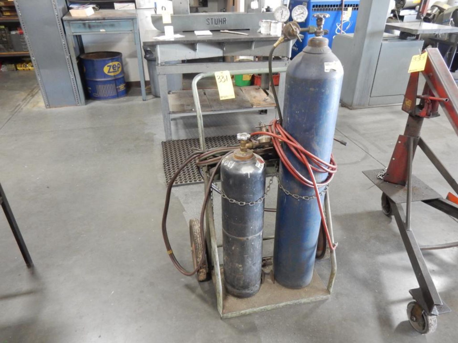 TORCH CART, TORCH, GAUGES, HOSE (NO TANKS INCLUDED)