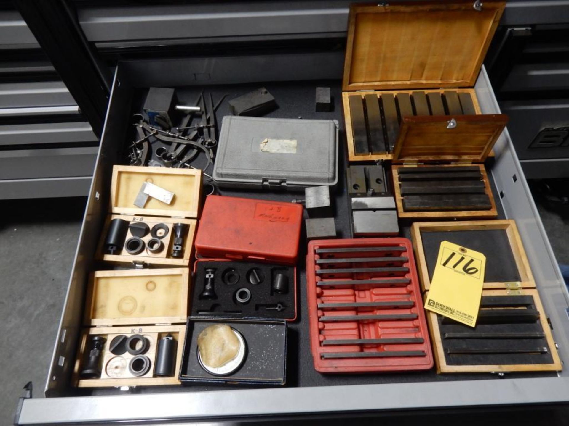 CONTENTS OF DRAWER - PARALLELS, DIVIDERS, VISE, ETC.