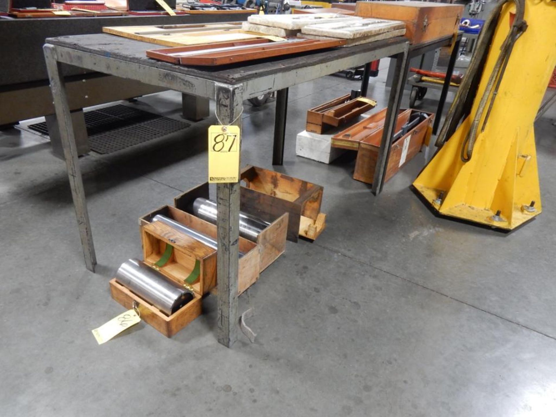 LOT (2) 30" X 60" WOOD TOP METAL FRAME TABLES