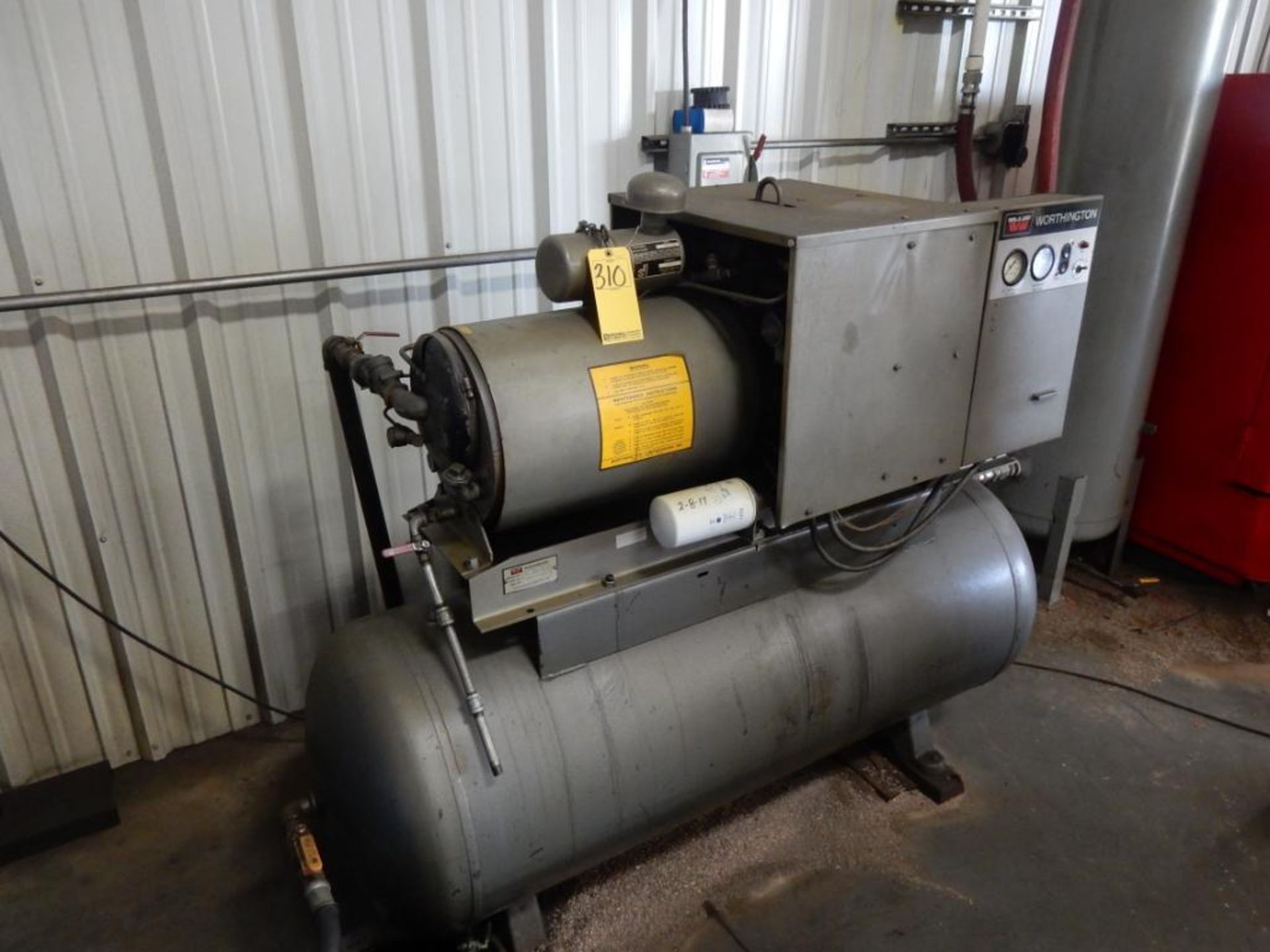 WORTHINGTON ROTARY SCREW COMPRESSOR, M# 10RS 150B, S/N COM883-026, 10 HP, APPROX. 120 GAL. HORIZ. TA