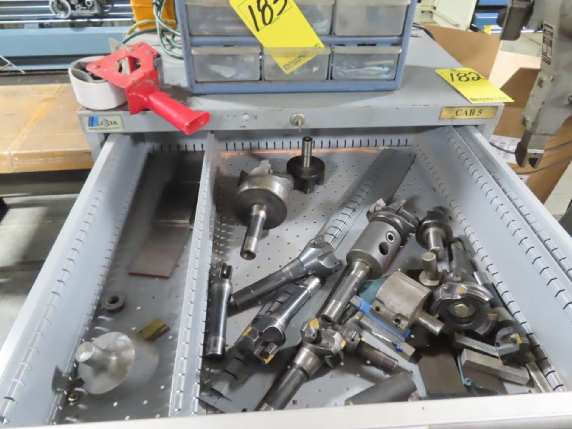 CONTENT OF TOOL CABINET DRAWER - FACE CUTTERS, MISC. INSERT TOOLS