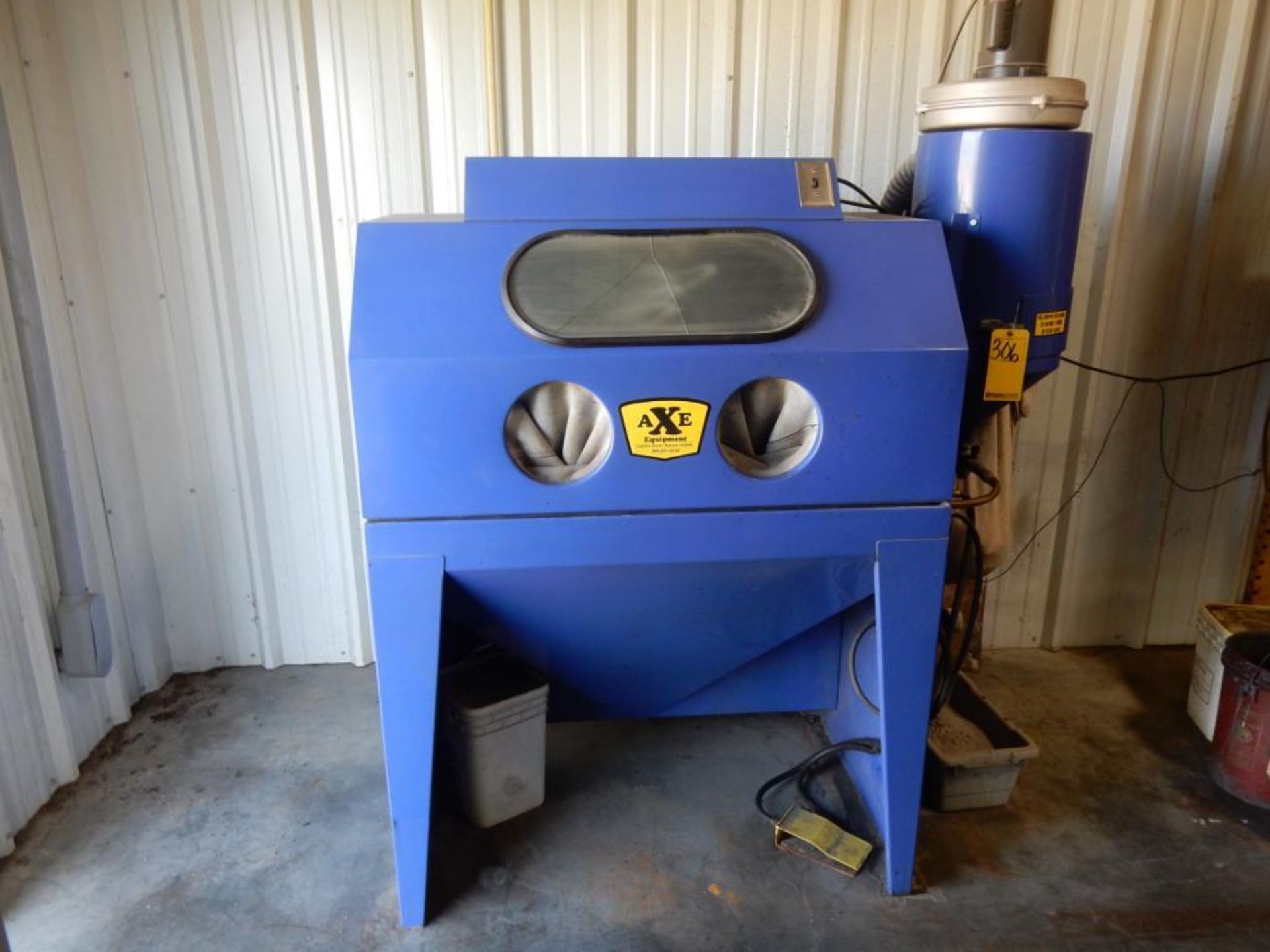 AXE EQUIP. SLEEVE TYPE BLAST CABINET, S/N 8056, APPROX. 22" X 18" X 46", RECLAIM - Image 2 of 3