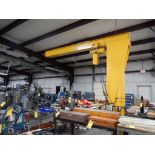 1 TON X APPROX. 10' X 10' 360 DEG. FLOOR MOUNT JIB CRANE, BUDGET 1 TON ELEC. CHAIN HOIST