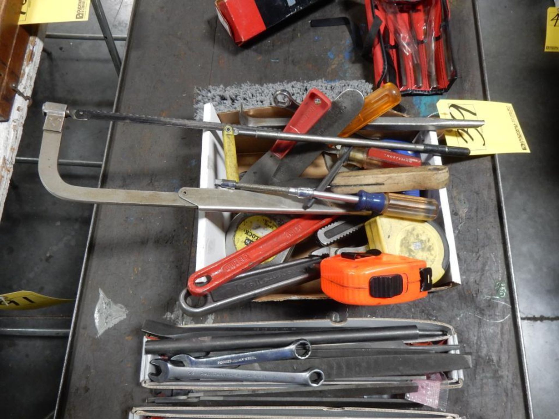 LOT MISC. HAND TOOLS - FILES, LEVELS, SCREW DRIVERS, ETC.