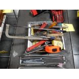 LOT MISC. HAND TOOLS - FILES, LEVELS, SCREW DRIVERS, ETC.