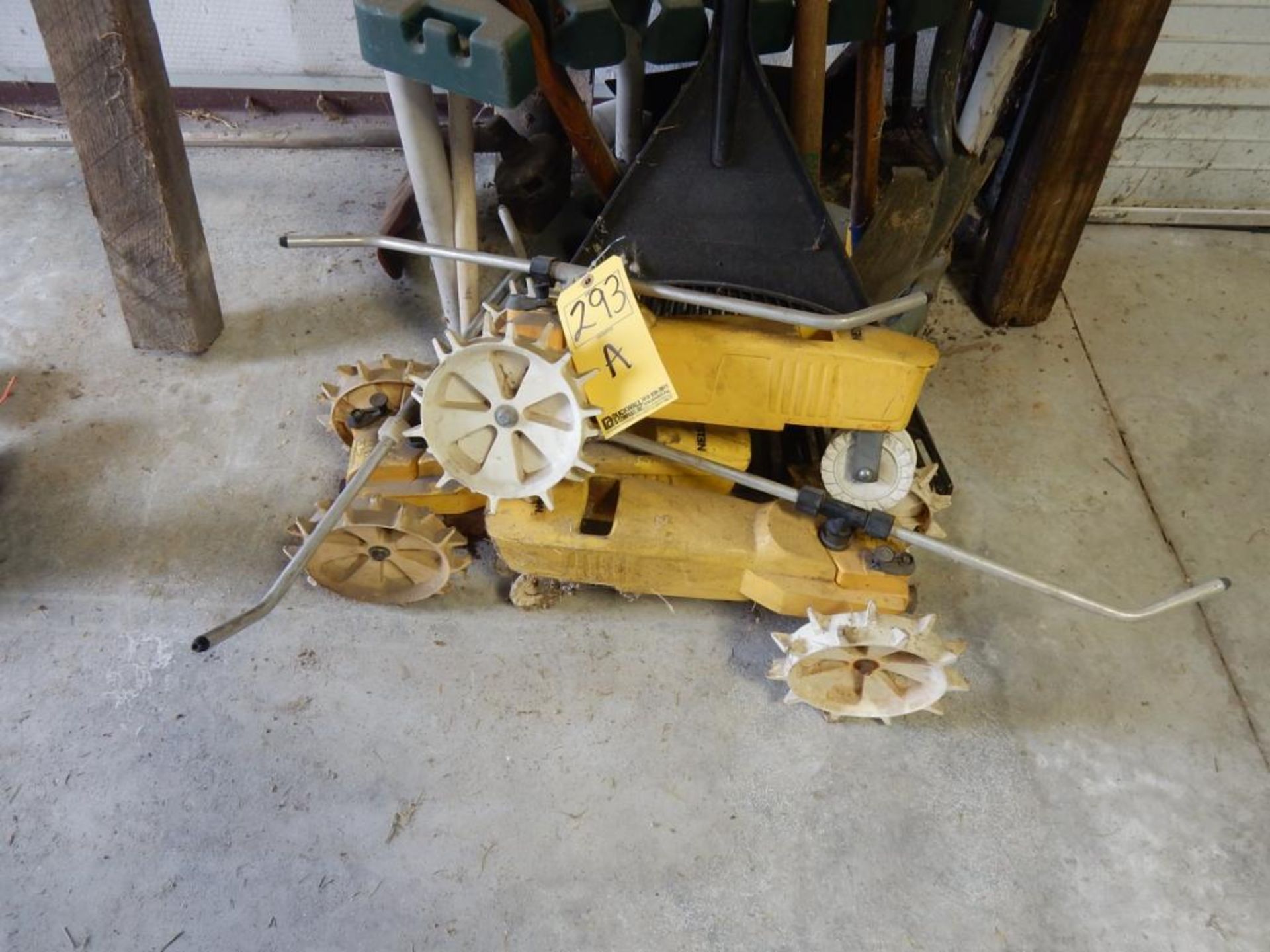 LOT (3) NELSON TRACTOR TYPE YARD SPRINKLERS W/RAKES, SHOVELS, ETC. - Image 2 of 2