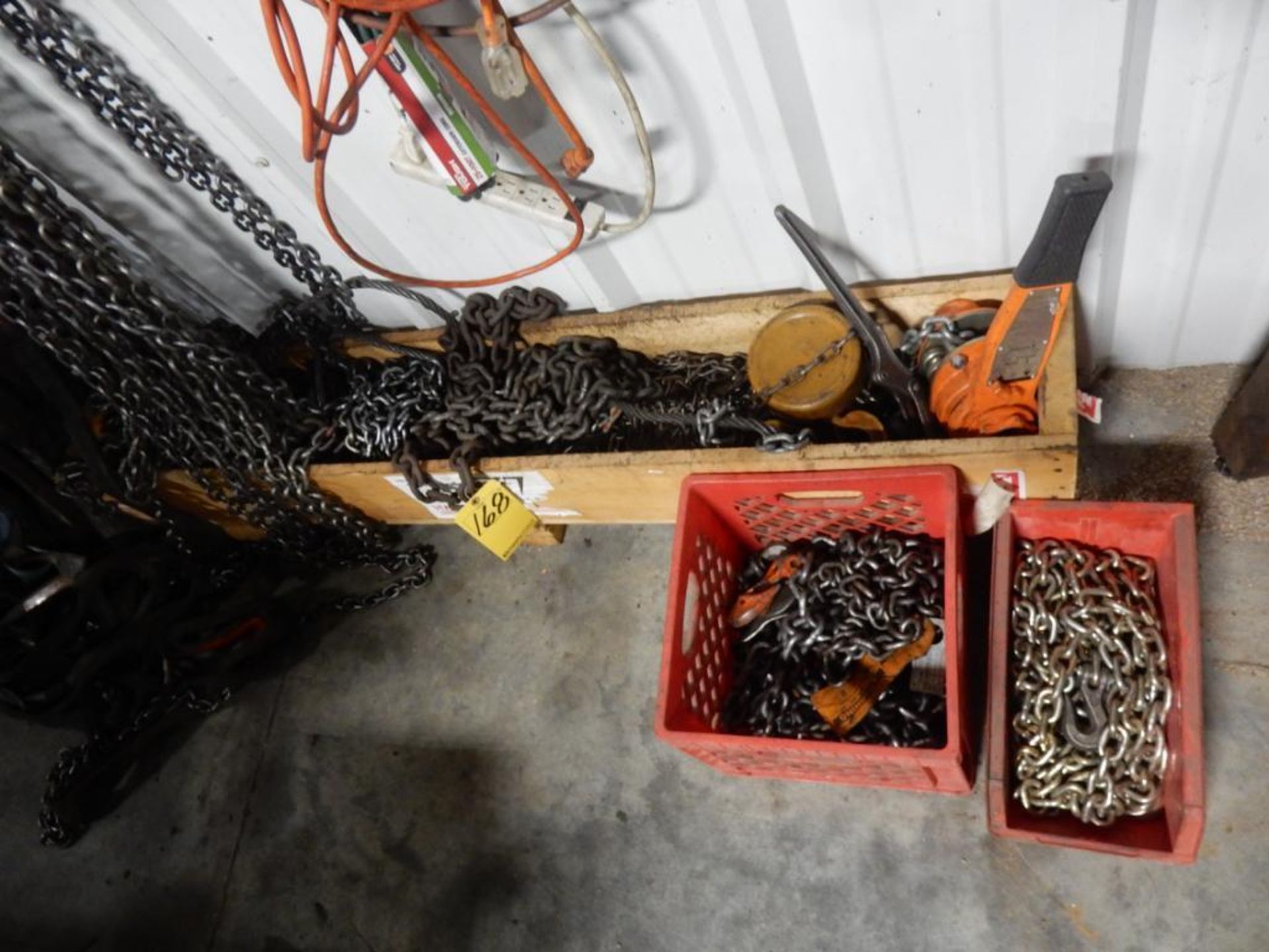 LOT MISC. LIFTING CHAINS, RATCHET CHAIN HOIST, ETC. - Image 2 of 3