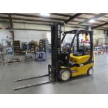 YALE 5,000 LB. FORKLIFT, M# GLC050VXNUAE094, S/N A910V09589E, 2,453 HOURS, 3-SECTION 218" MAST, SIDE