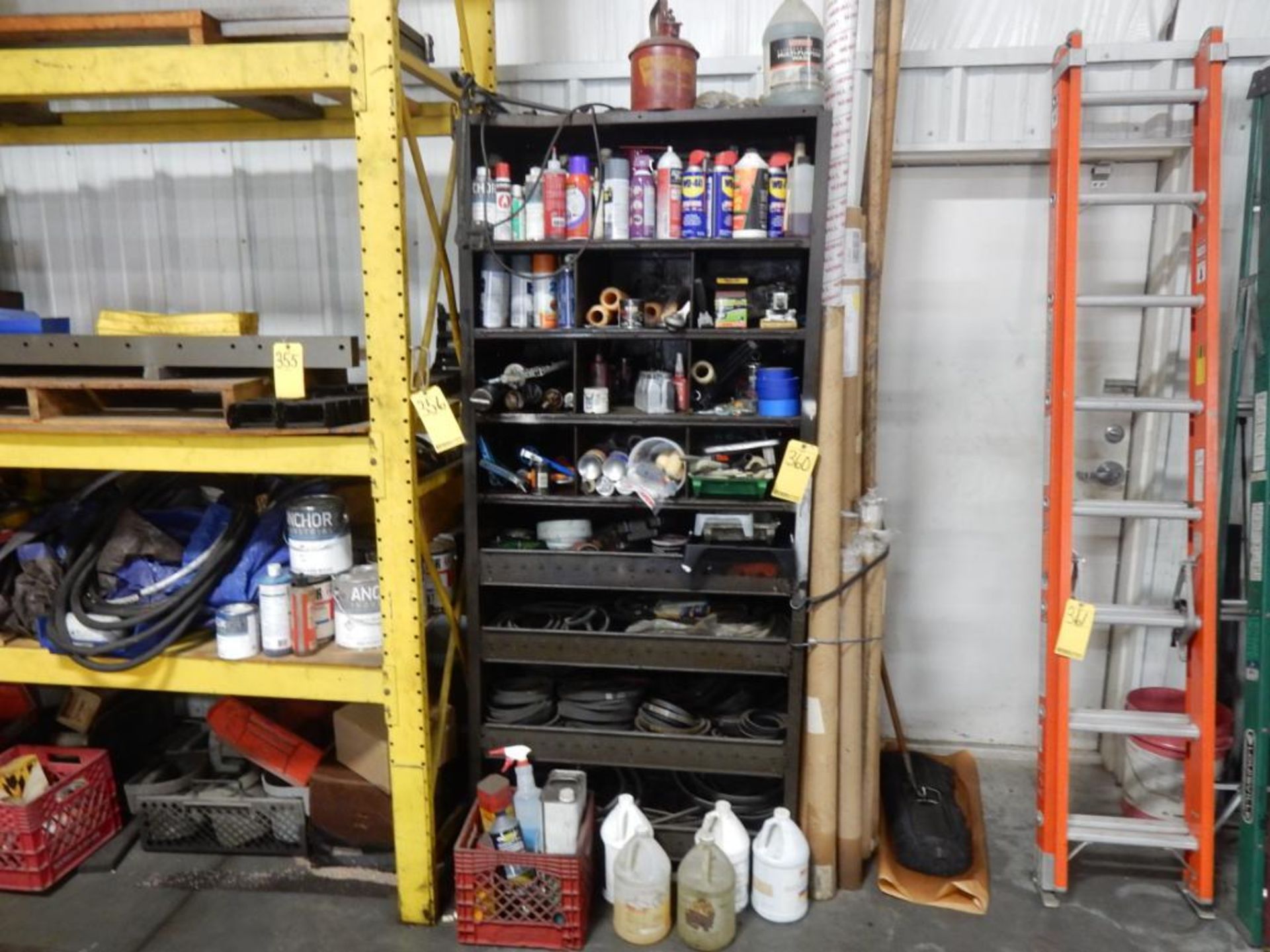 SHELF W/CONTENTS - BELTS, GREASE GUNS, ETC.