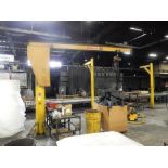 ABELL-HOWE 1/2 TON BY APPROX. 10' 360 DEG. FLOOR MOUNT JIB CRANE W/AIR HOIST