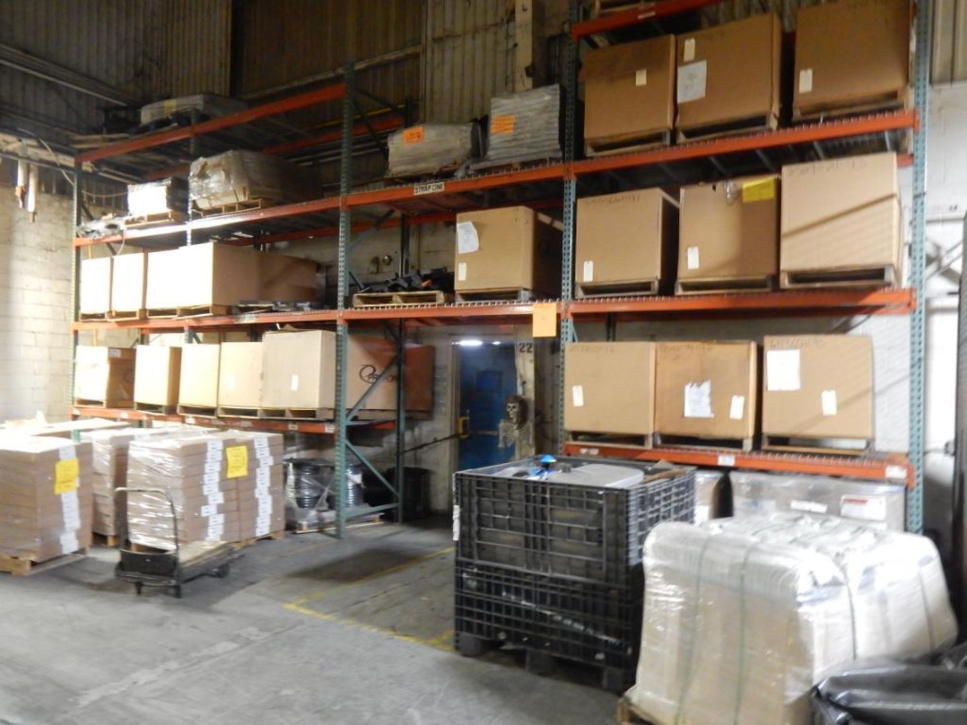 CONTENTS OF BREEZEWAY AREA OUTSIDE MAINTENANCE ROOM TO INCLUDE - (4) PALLET RACK SECTIONS, MISC. TAN - Image 3 of 3