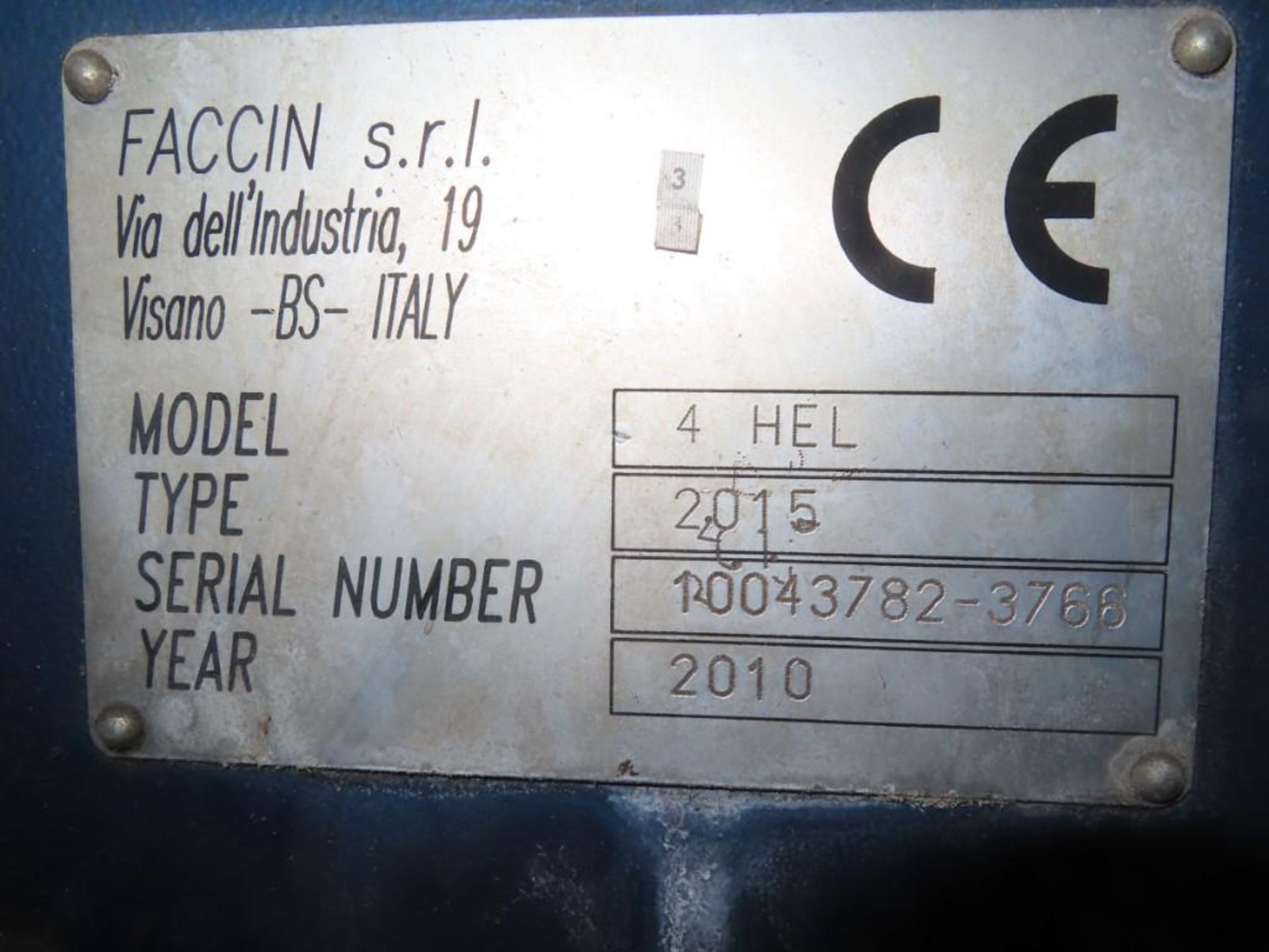 2010 FACCIN 4HEL-2015 CNC PLATE ROLL SYS., S/N 10043782-3766 - Image 6 of 9