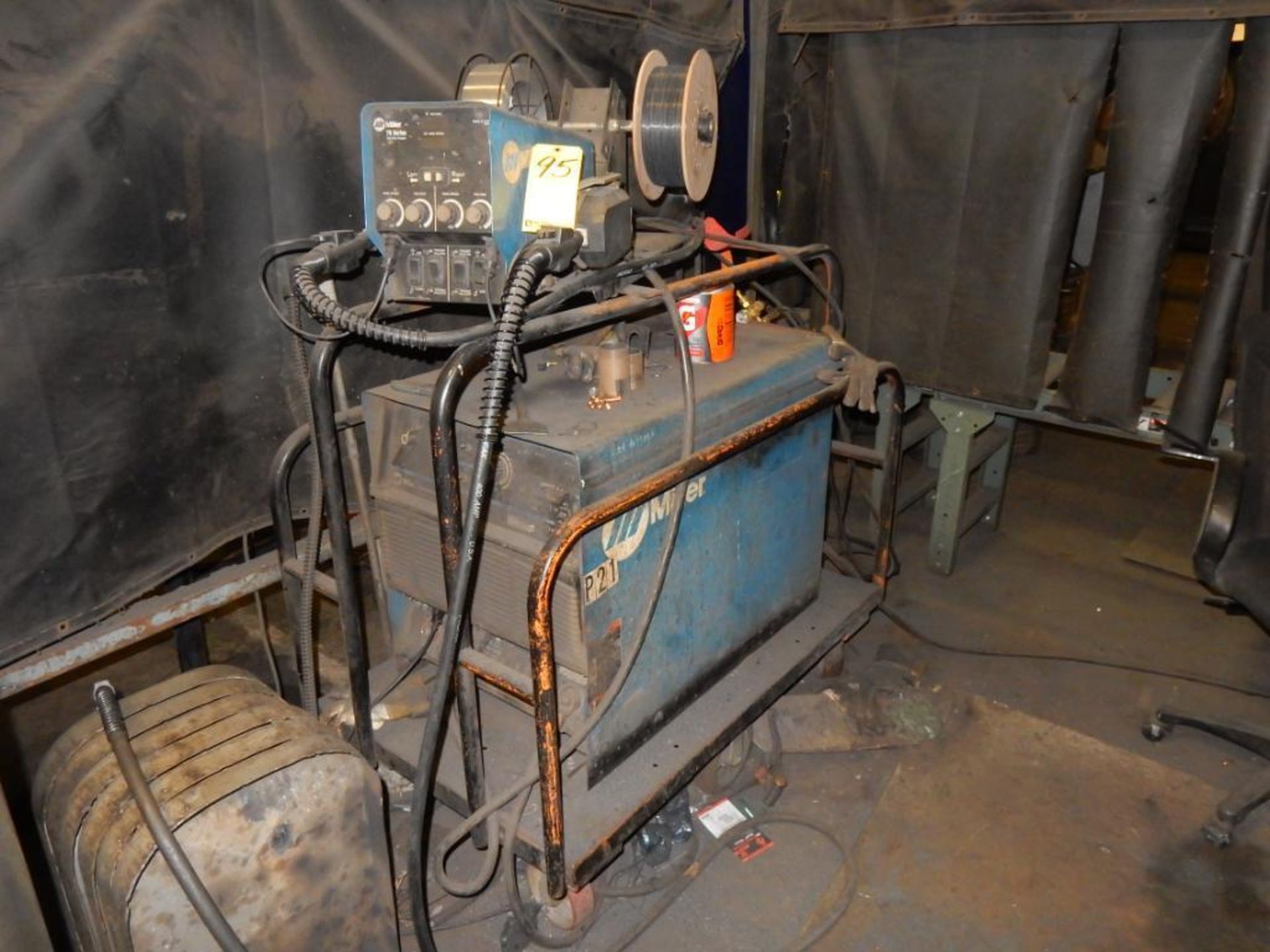 MILLER DIMENSION 452 DUAL HEAD MIG WELDER, S/N LB300937, CART - Image 3 of 3