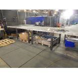 LOT MANUAL ROLLER CONVEYOR, APPROX. 4' X 60' W/TRANSFER BALL STATION