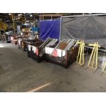 LOT CONTENTS OF INSIDE TAPED AREA - METAL CABINETS, PLASTIC CARTS, PEDESTAL FANS, MISC. TANK PARTS &