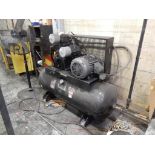 AMERICAN RECIPROCATING AIR COMPRESSOR, 15 HP, 80 GAL. HORIZ. TANK W/ADDT'L 200 GAL. HORIZ. AIR TANK