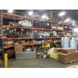 LOT (5) PALLET RACK SECTIONS W/MATERIAL ON & IN FRONT - MISC. TANK PARTS, ETC.