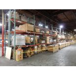 LOT APPROX. (30) TEARDROP PALLET RACK SECTIONS W/WIRE DECKING & CONTENTS TO INCLUDE - TANK MOUNTS, M