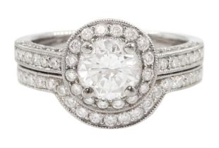 Platinum single stone round brilliant cut diamond ring